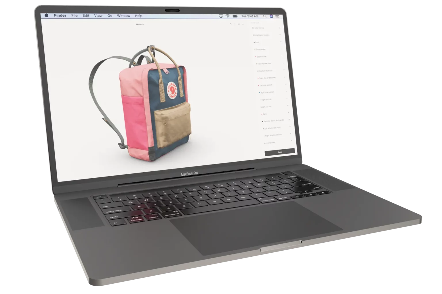 Fjällräven Kånken in Aniconfigurator on a laptop