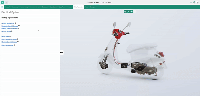 Service procedure for a scooter in Anipart