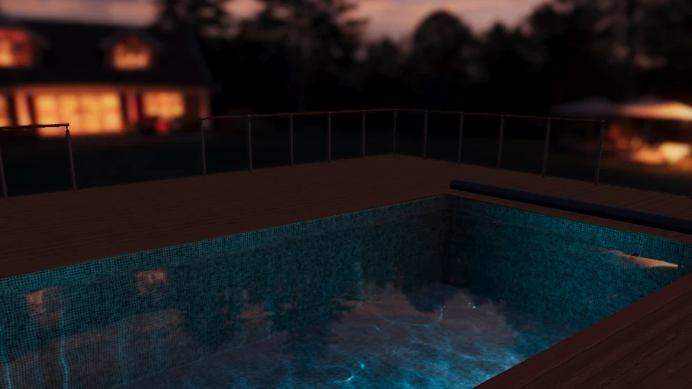 Pahlén pool configurator: Nordic villa at night
