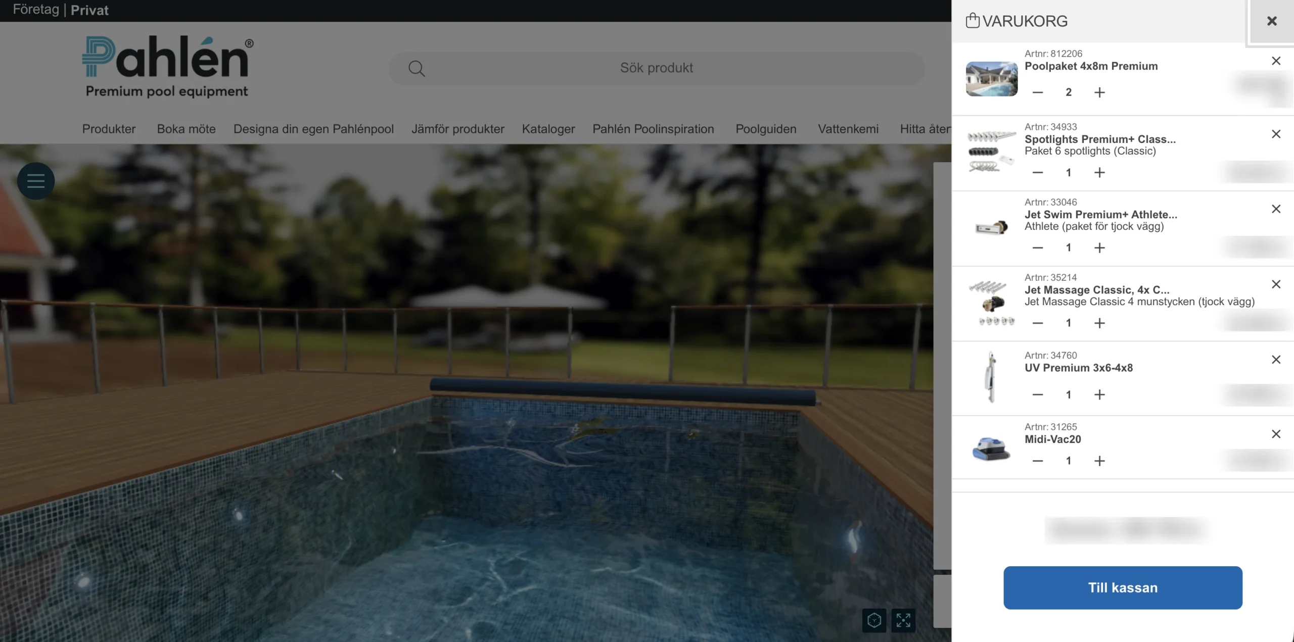 Pahlén cart with the configured pool