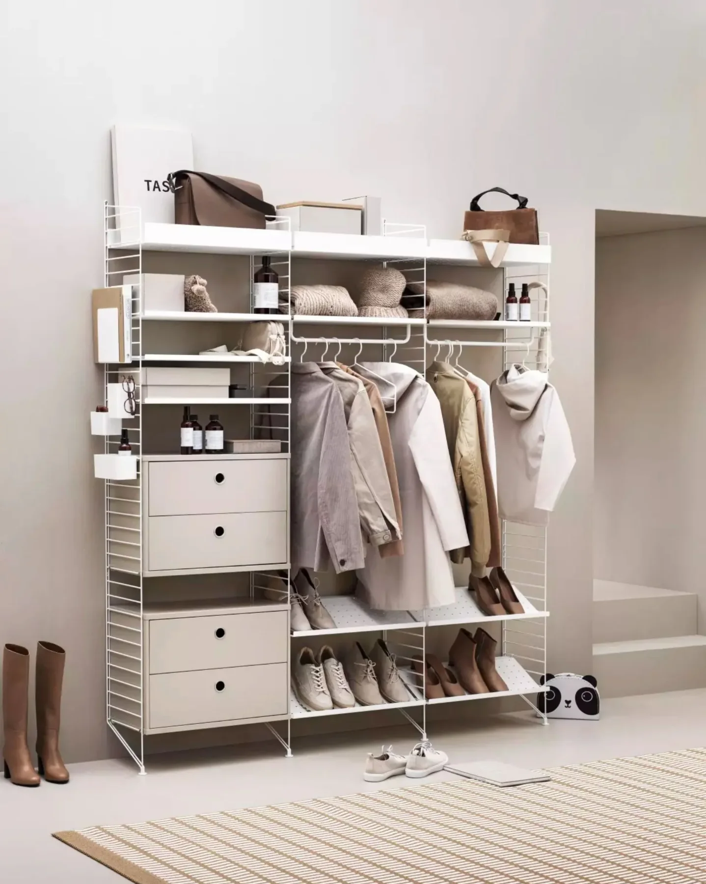 string hallway shelving